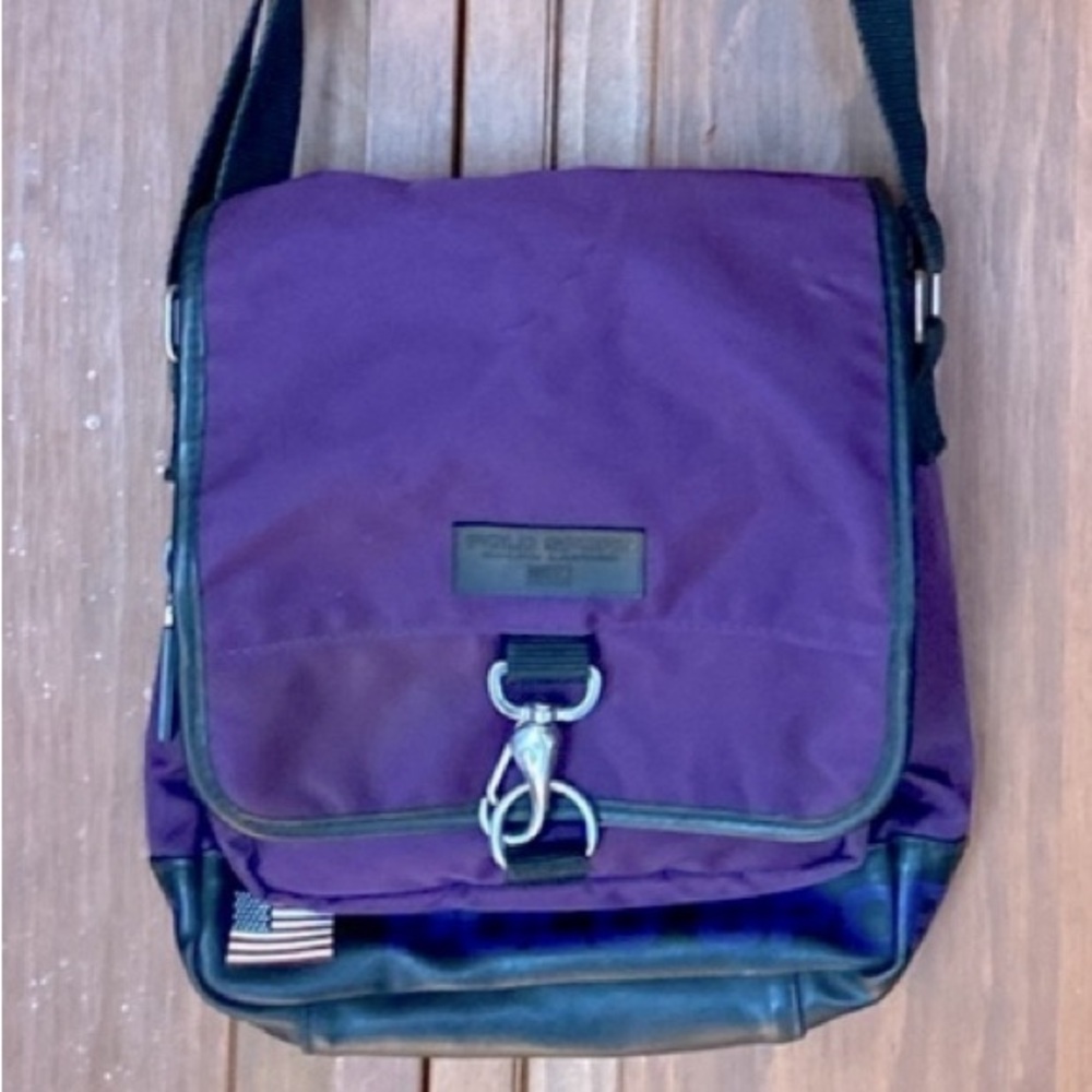 MID 90’S VINTAGE POLO SPORT DARK PURPLE CROSSBODY BAG~BY RALPH LAUREN